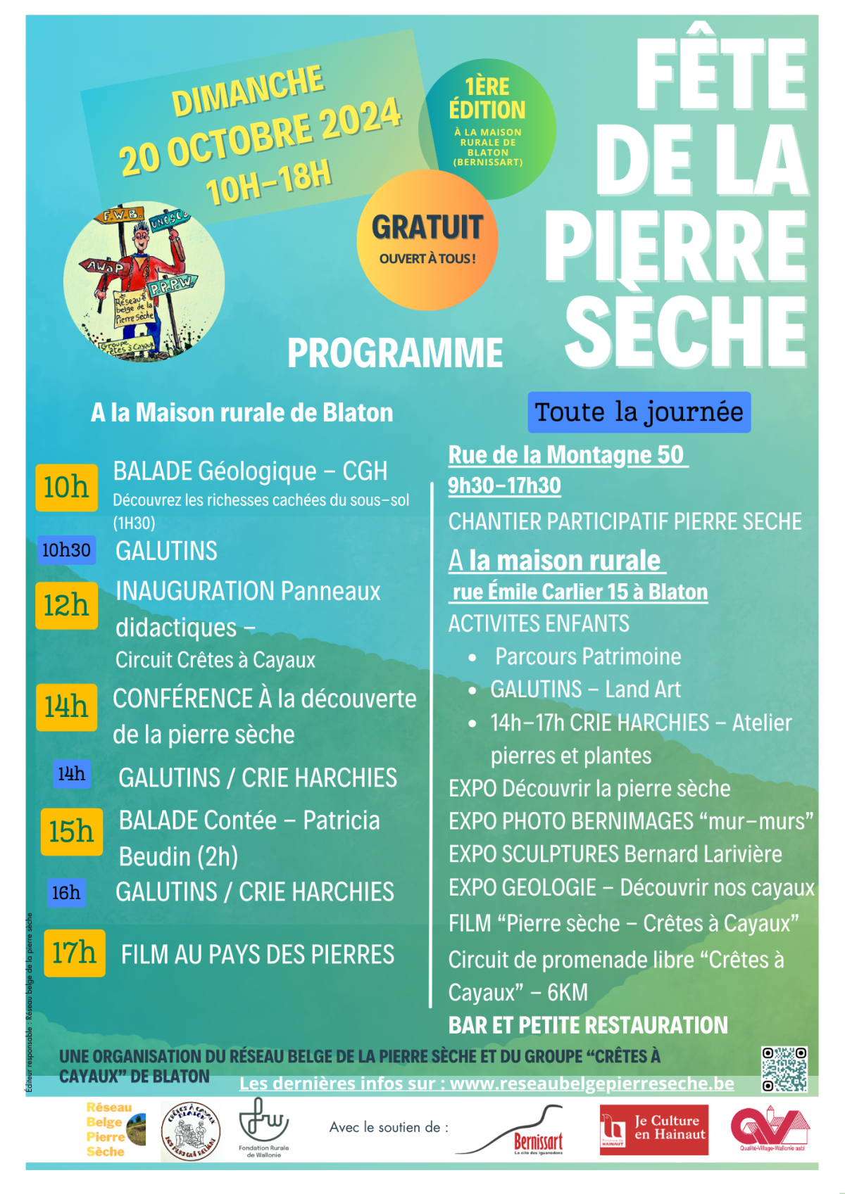 Le programme de la fête de la pierre sèche - 10 à18 h Maison Rurale de Blaton (Bernissart)